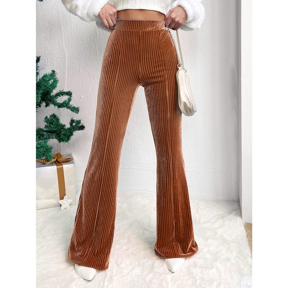 🌟 90's 00's High Waist Velvet Flare Leg Pants - Picture 3 of 11